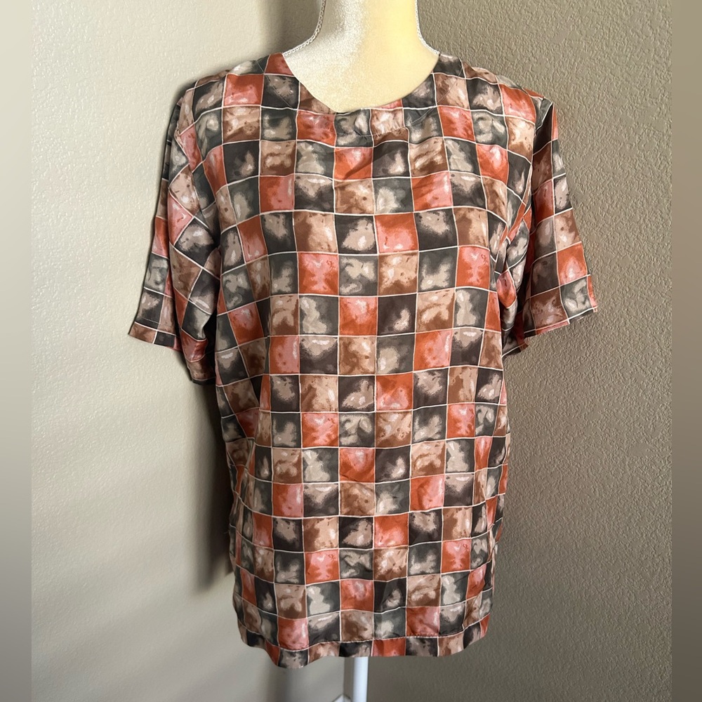 Stunt collection 100% silk vintage blouse Size L